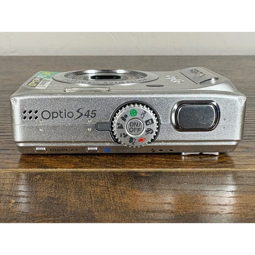 Pentax Optio S45 Digital Camera Silver 4MP 3x Optical Zoom‎ AA- Untested- As-Is